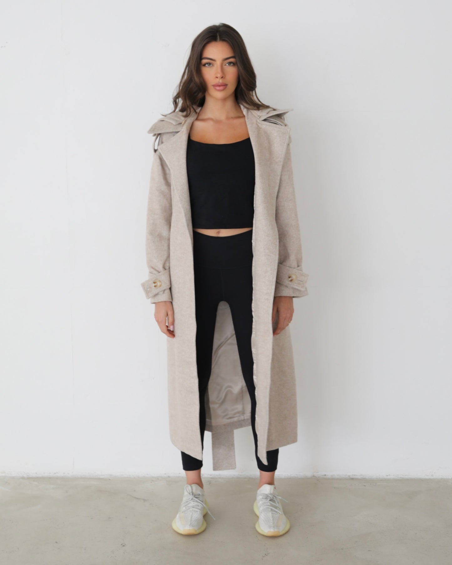 Sand Wool Belted Coat
