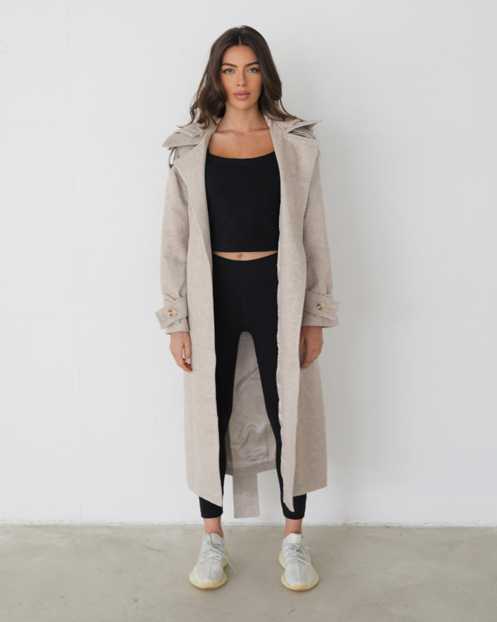 Sand Wool Belted Coat