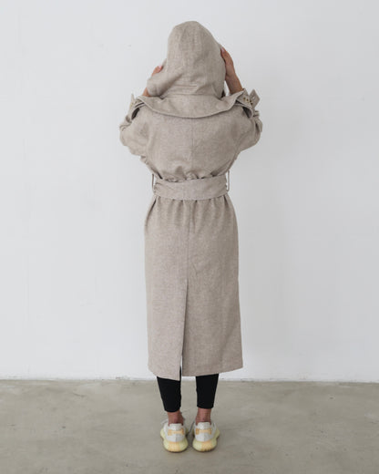 Sand Wool Belted Coat