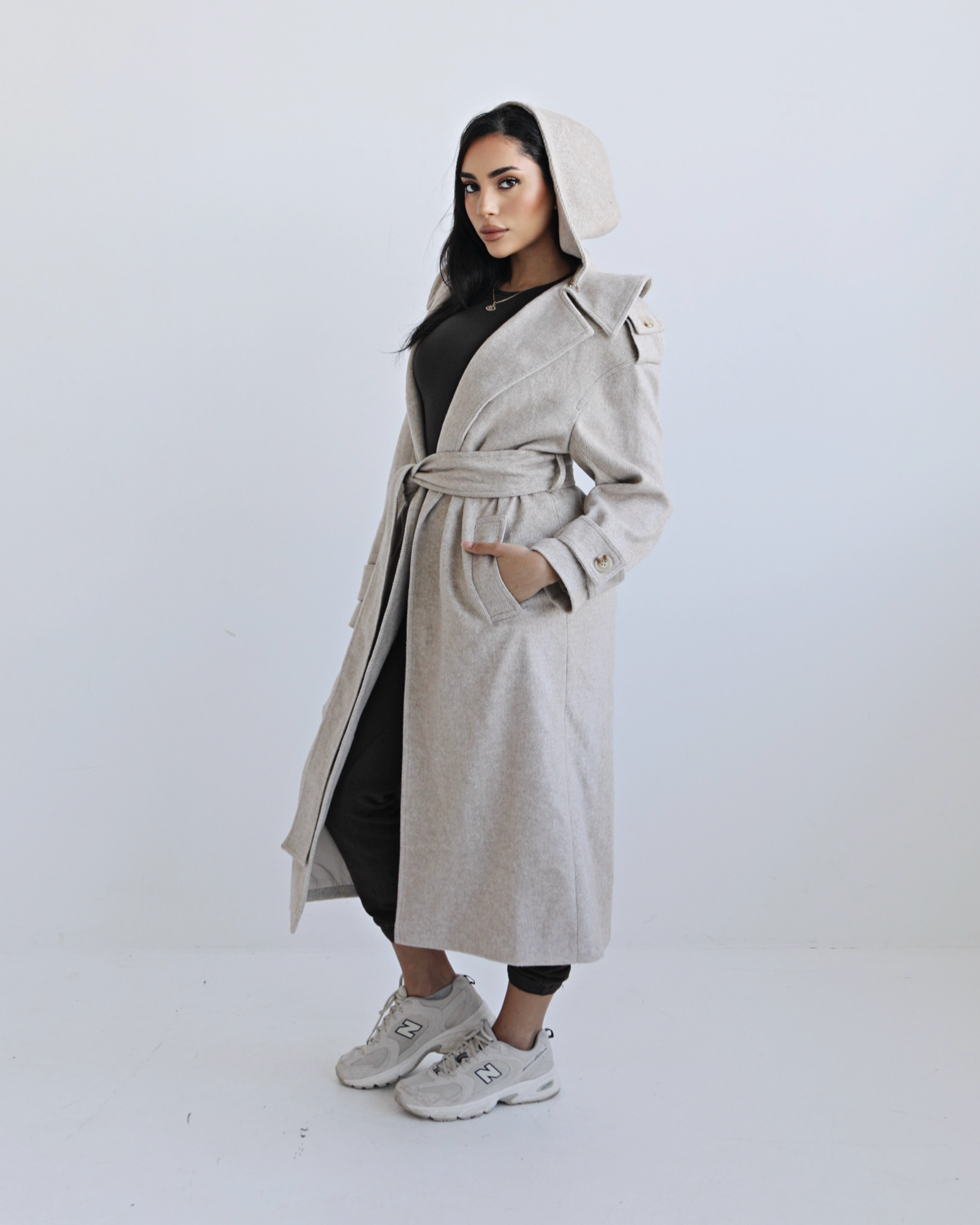 Sand Wool Belted Coat